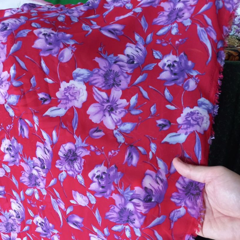 MURAH kain sifon chiffon halus meteran motif bunga cantik Lebar 150cm -50cm
