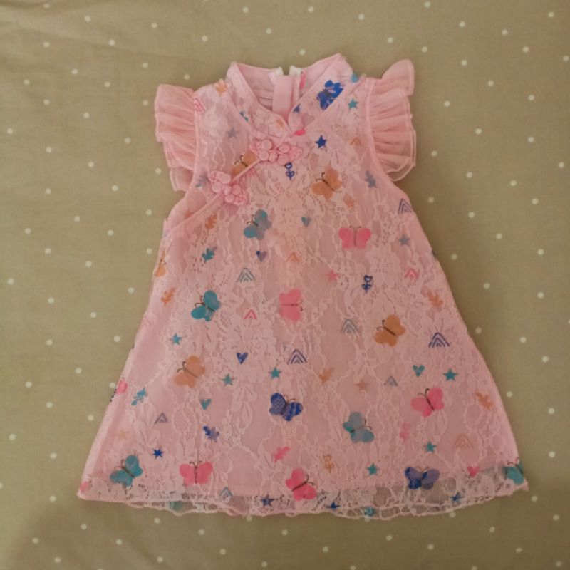 Dress Bayi Cheongsam utk Imlek atau Pesta size 12-18 months - Preloved like New