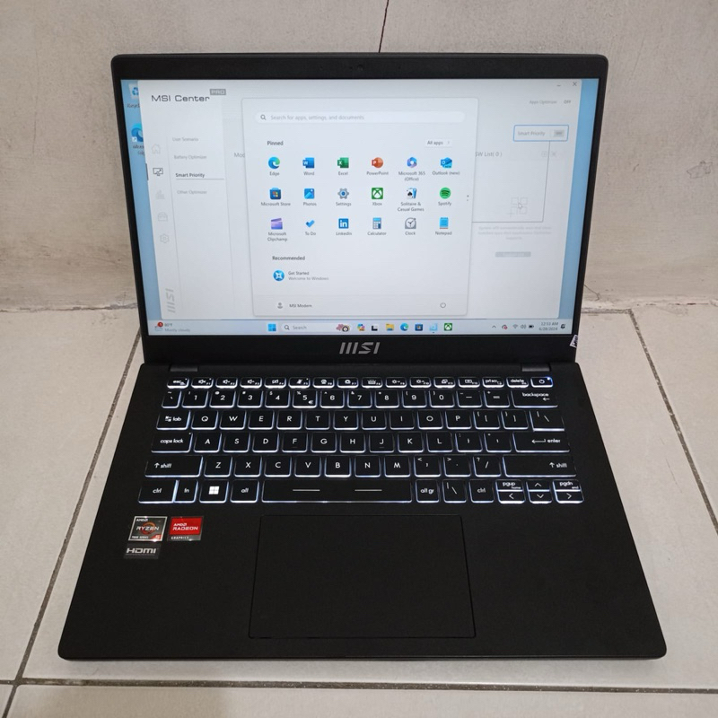 Laptop MSI Modern 14 C7M, Procecor : Amd Ryzen 5 - 7530U ~ Ram 16 Gb - SSD 512 Gb