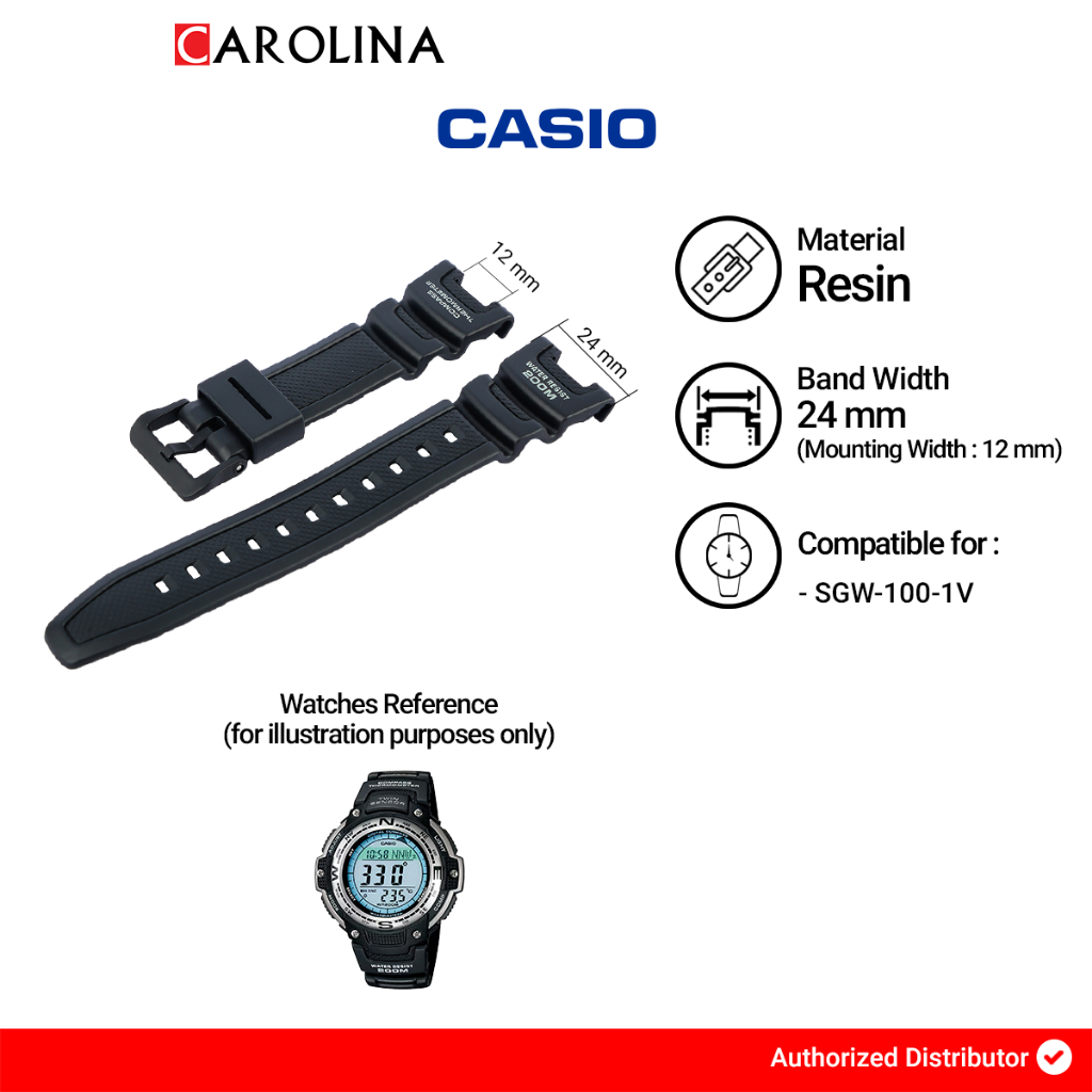 Tali Strap Casio SGW-100-1V 24mm Black Resin 10304195