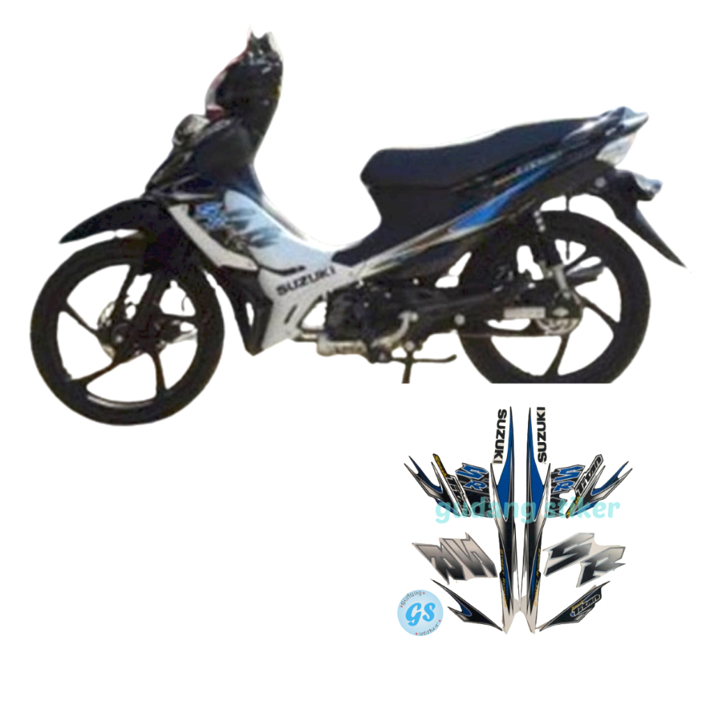 LIS LES BODY STRIPING MOTOR SUZUKI SMASH TITAN 2012 HITAM PUTIH