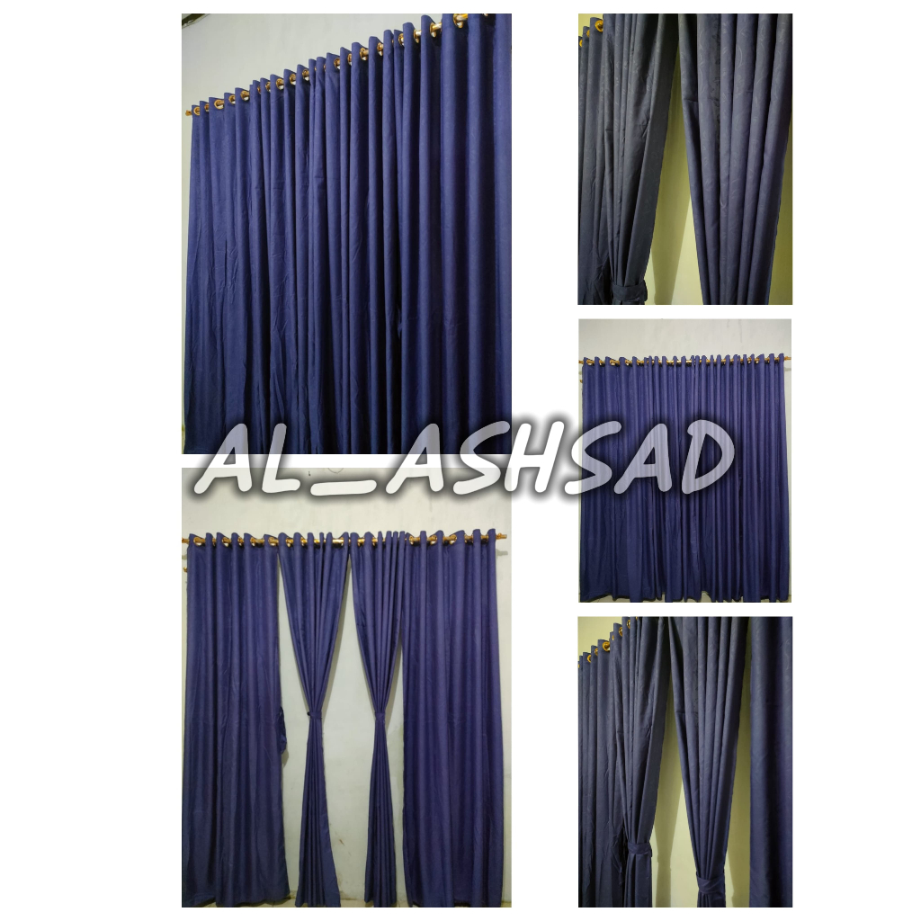 Tirai Gorden Smokring 12 Ring 6 Gelombang Motif Emboss Ungu Tua Free Tali Pinggir