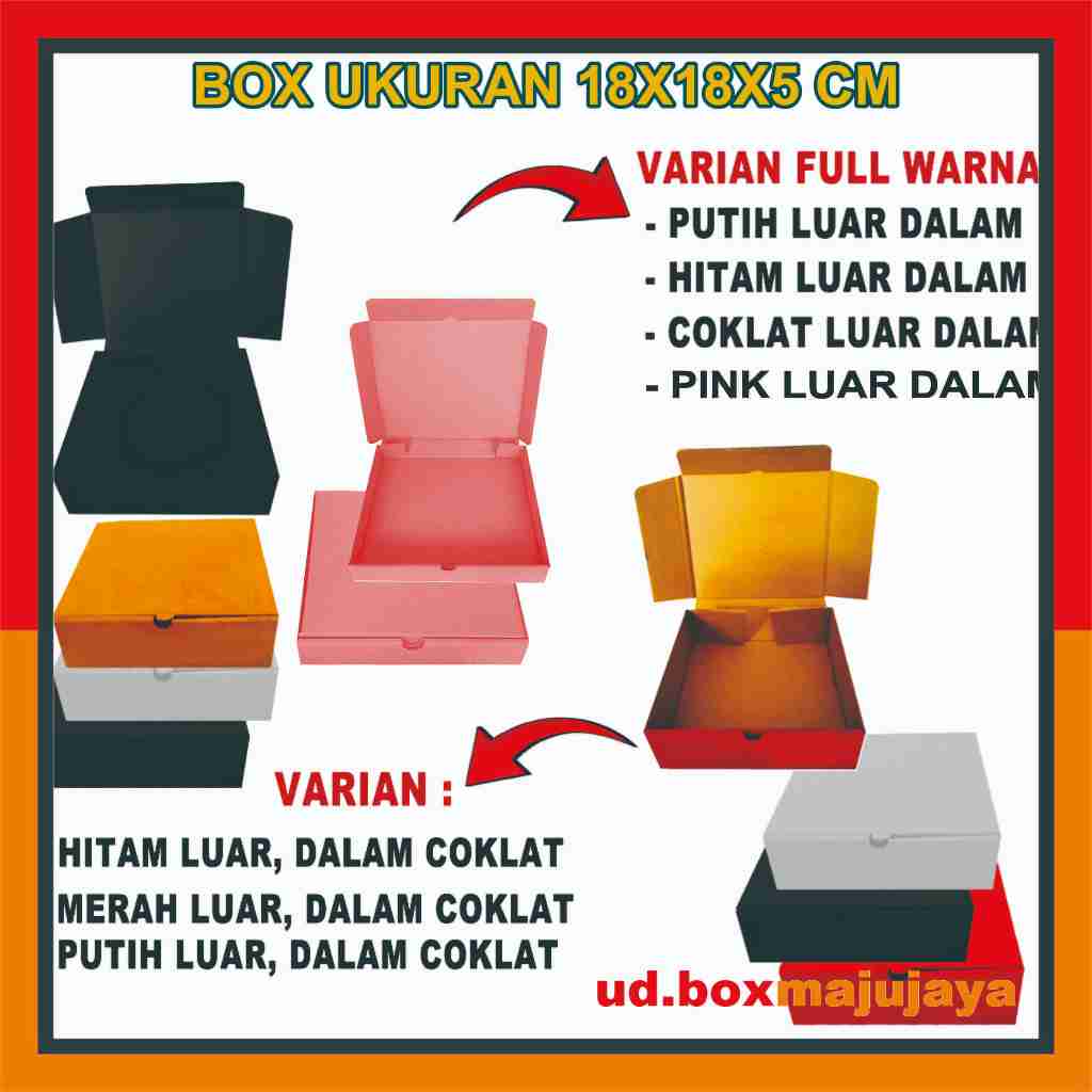 

(PAKET 10 PCS) Box Pizza 18x18x5 Cm / Box Lipat Depan / Box Hampers / Kardus Polos