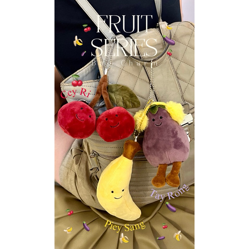 Bag Charm Gantungan Tas Buah Buahan JellyCat Dupe Fruit Series Bag Charm