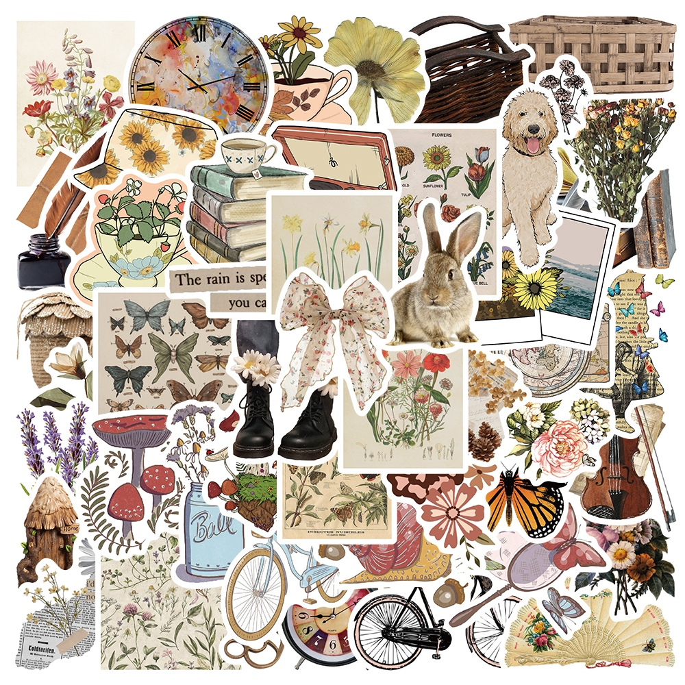

[50PCS]Stiker Pack Gaya Retro Sastra dan Deni Stiker Kualitas tinggi Tahan Gores Decal Vinyl Anti Air- Sticker Aesthetic Buku Journal Koper Casing HP Tablet Laptop Helm Motor