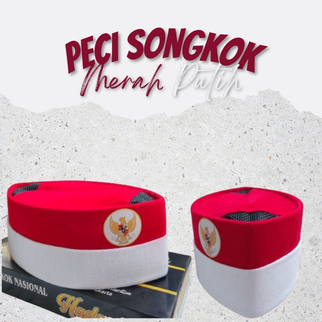 songkok merah putih / peci merah putih / merah putih