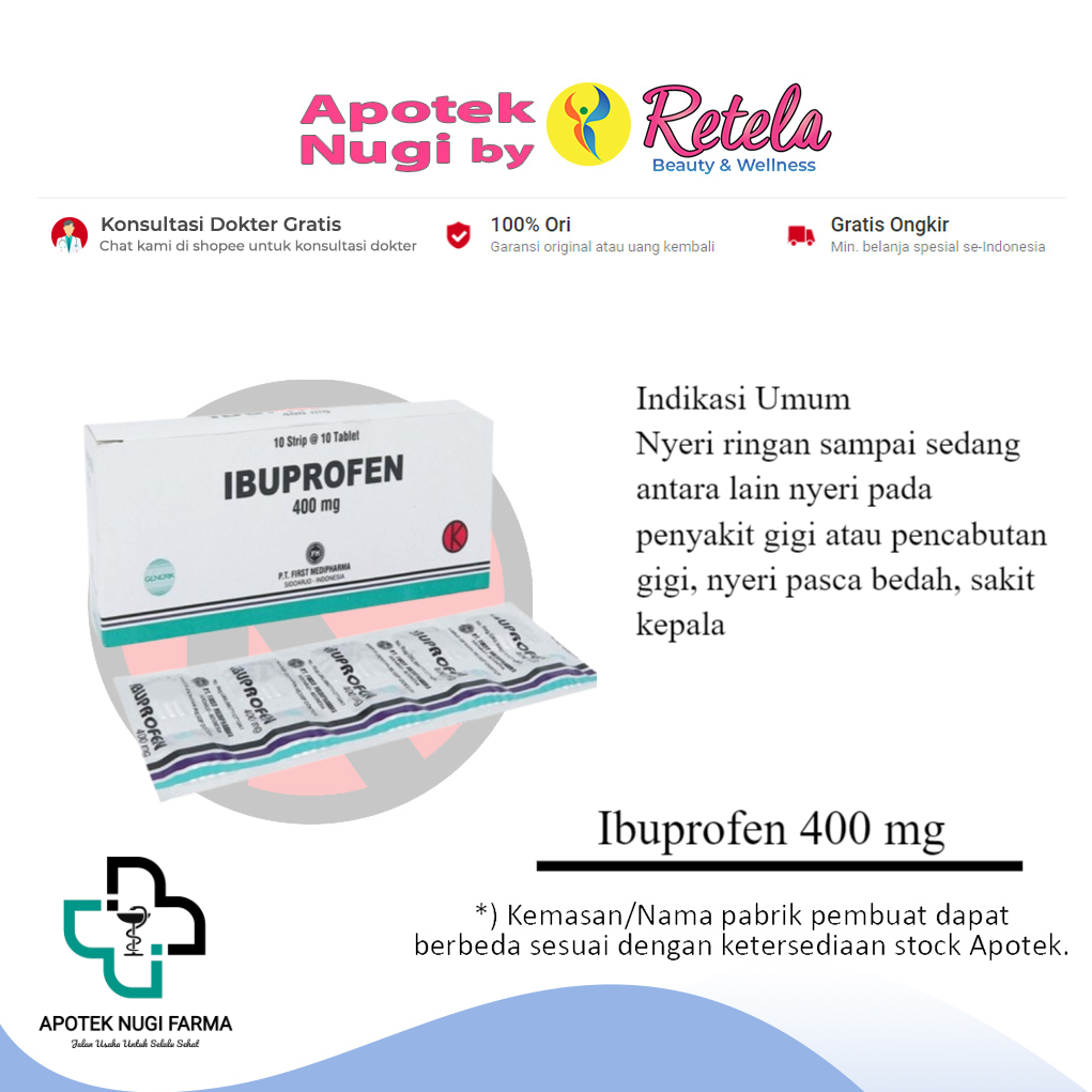 Ibuprofen 400 mg Box 100 Tablet