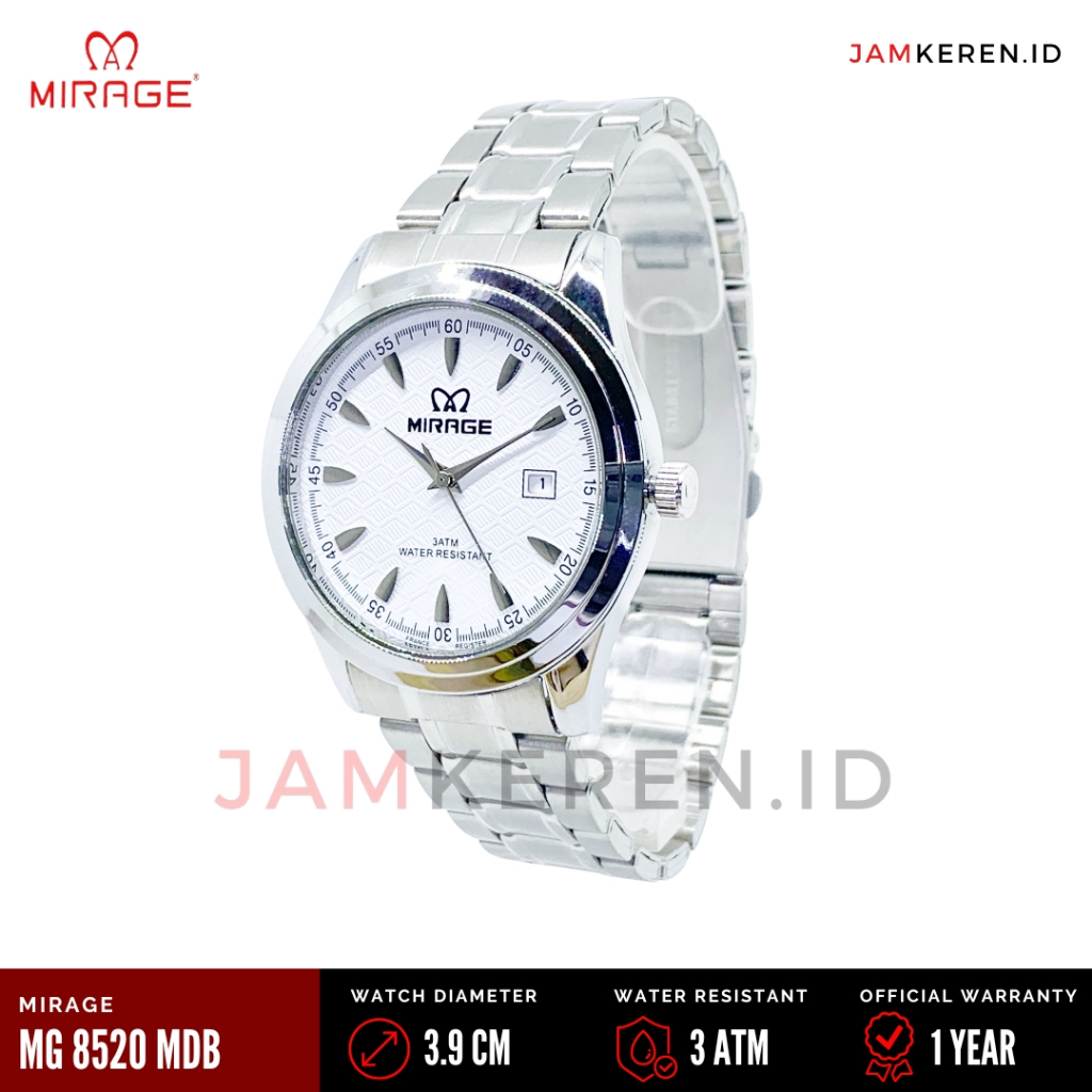 JAMKEREN Mirage Original Jam Tangan Pria Mirage 8520 M 8520M Stainless Steel, Original dan Bergarans