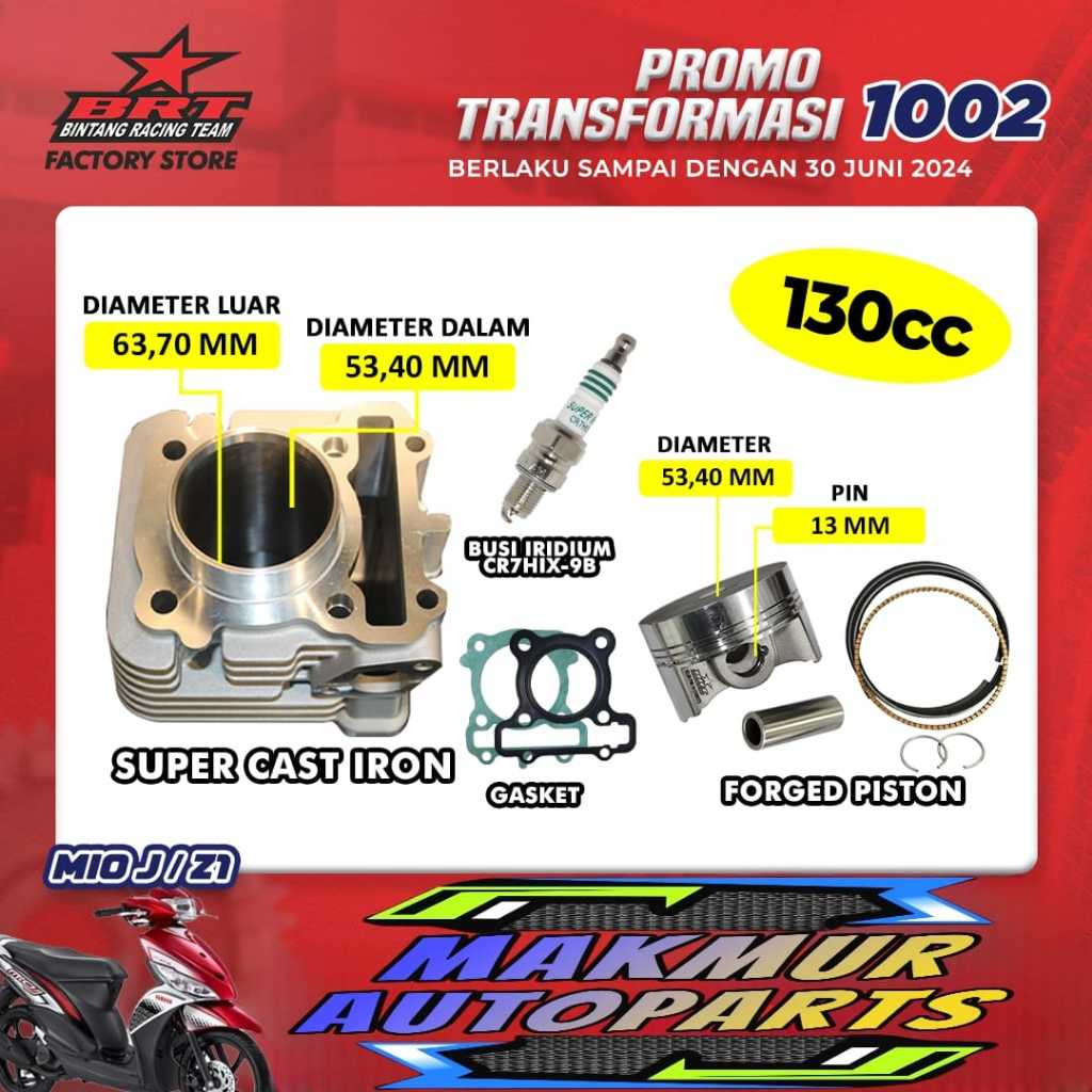 Paket Bore Up Yamaha Mio J - Blok Piston 53.40 (BINTANG RACING TEAM BRT)