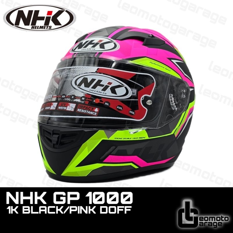 NHK GP 1000 1K BLACK/PINK DOFF HELM FULL FACE