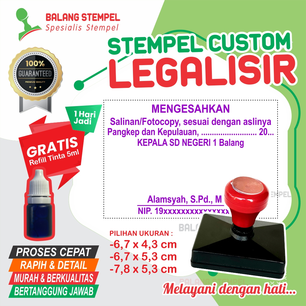 

Stempel Legalisir Custom Flash Stamp Pengesahan Sekolah