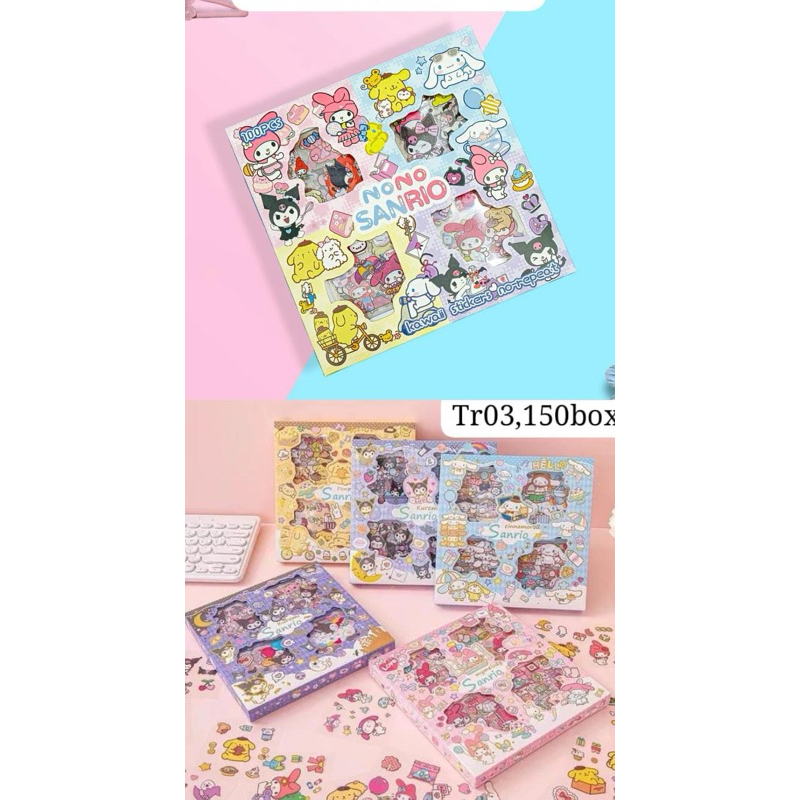 

Stiker sticker Kuromi melody cinamorol pompompurin sanrio momo isi 100pcs