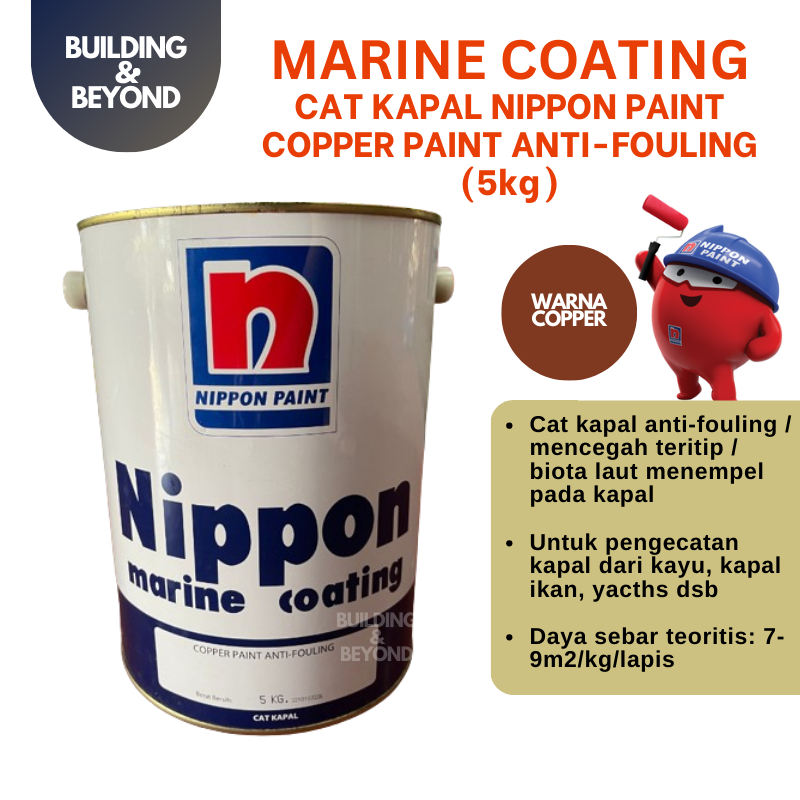 CAT KAPAL NIPPON PAINT MARINE COATING / COPPER PAINT ANTI FOULING MERAH RED OXIDE 5 KG