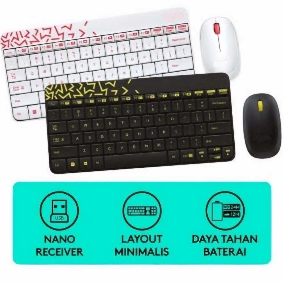 Paket Wireless Combo Keyboard  Mouse Mk24  M212 Mini keyboard x C3N5