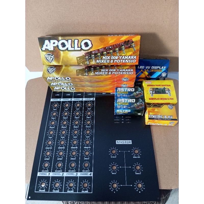 paket lengkap kit mixer Yamaha 8 potensio plus panel atas 4 channel
