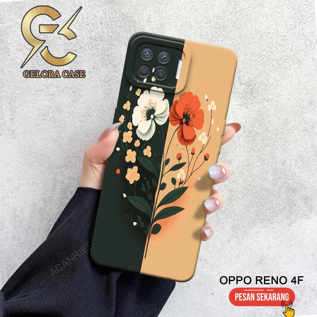 Case Oppo Reno 4f - Casing Reno 4f - Motif case Bunga - softcase Oppo Reno 4f 4G Pelindung Hp Akseso