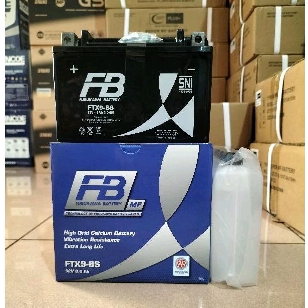Aki Motor Kawasaki Ninja 250 FI, Ninja RR Mono, Ninja 250R YTX9-BS / FTX9-BS Furukawa Battery 12v 8a
