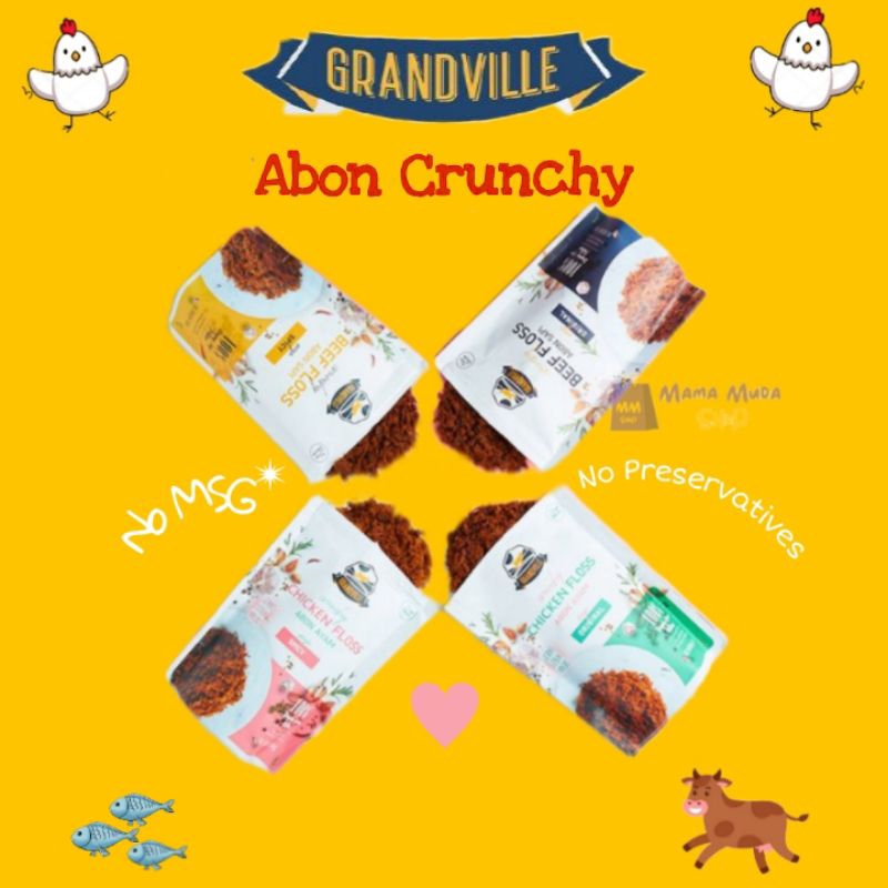 

GRANDVILLE ABON CRUNCHY ANAK - ABON CIPUNG - Abon Ayam Ori/Spicy - Sapi Ori/Spicy - Ikan Ori/ Spicy