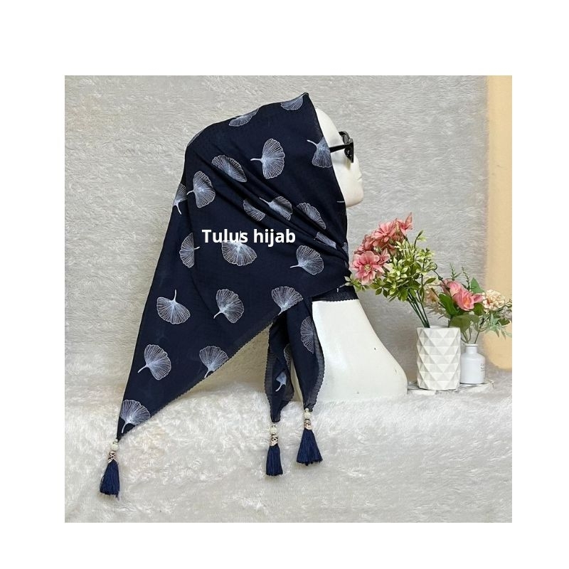 HIJAB SEGI EMPAT POTTON STAR RUBICON TASEL MOTIF JAMUR GLOWING||KERUDUNG SEGI EMPAT JAMUR
