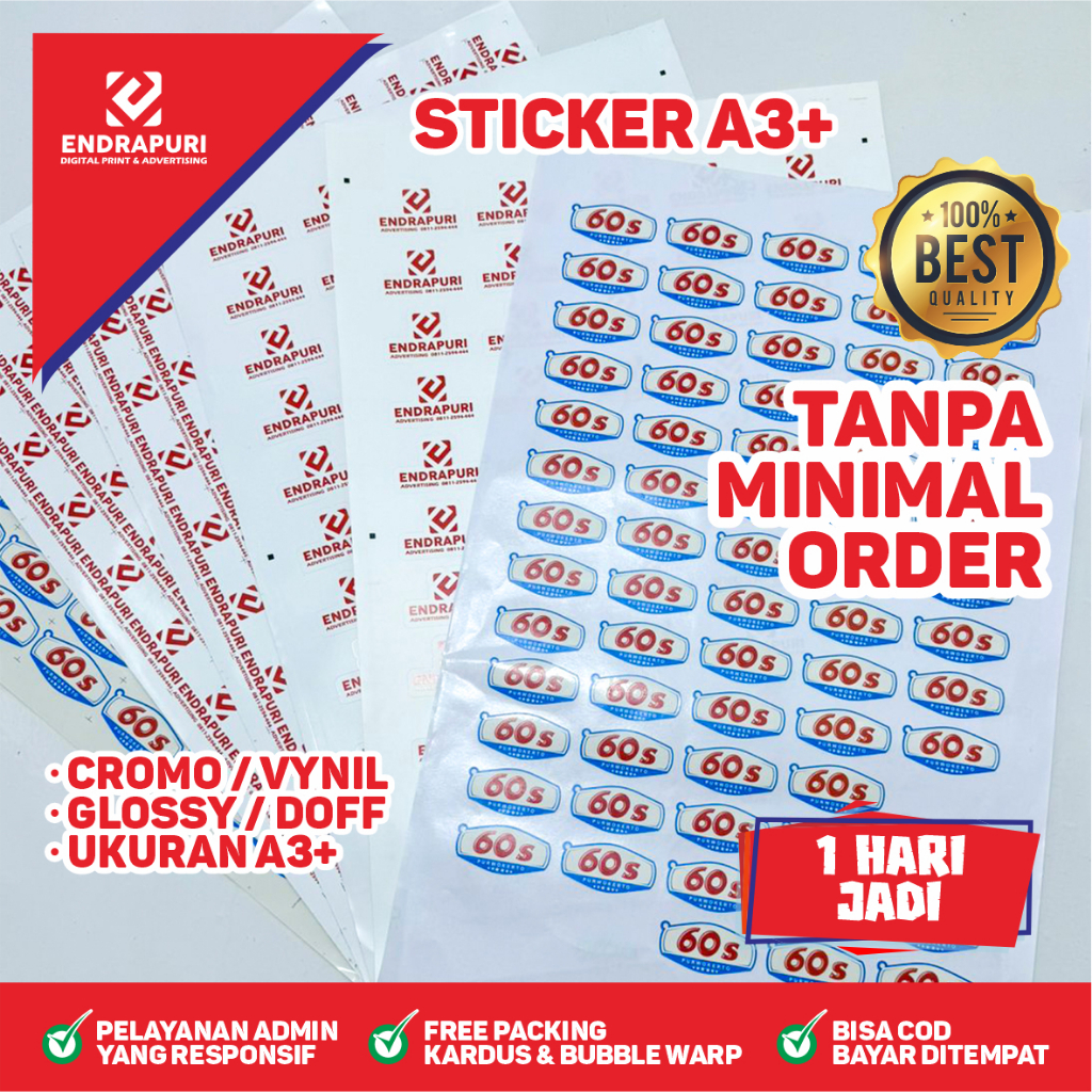 

Cetak Stiker A3+ SEHARI JADI | Cetak Sticker Chromo (tanpa minimal order)