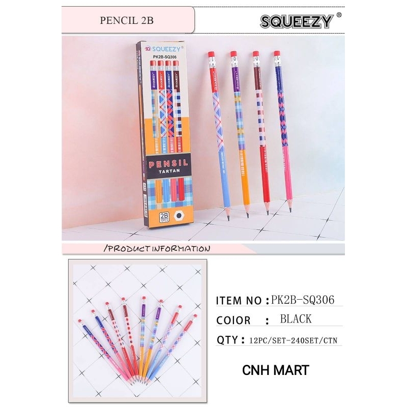 

Pensil Kayu 2 B - Pensil Kayu + Hapusan 2B SQUEEZY PK2B - SQ306 Tartan 12 Pcs Harga 1 Pak