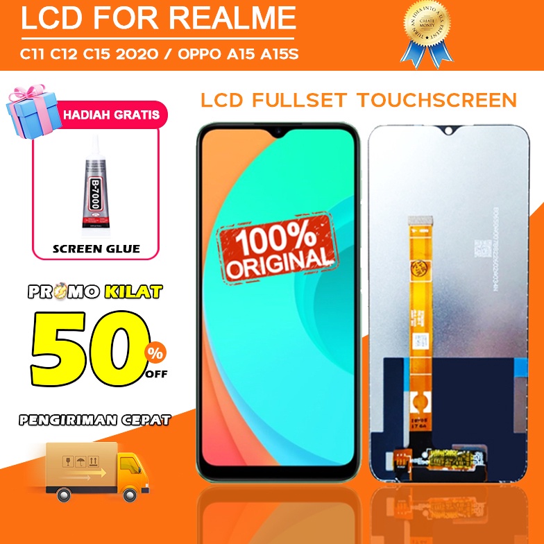 KODE M96R ORIGINAL LCD Realme C11 C12 C15 22 OPPO A15 A15S Fullset Touchscreen HP Touch Screen Layar