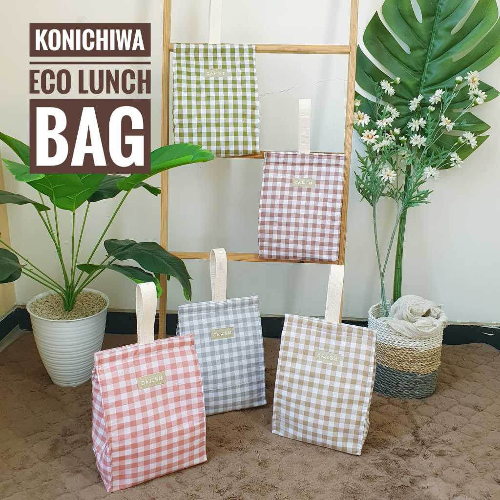 Konnichiwa Eco Lunch Bag Tas Bekal Kain Kanvas Canvas Kotak Makan Makanan Aesthetic Estetik Japan Ko