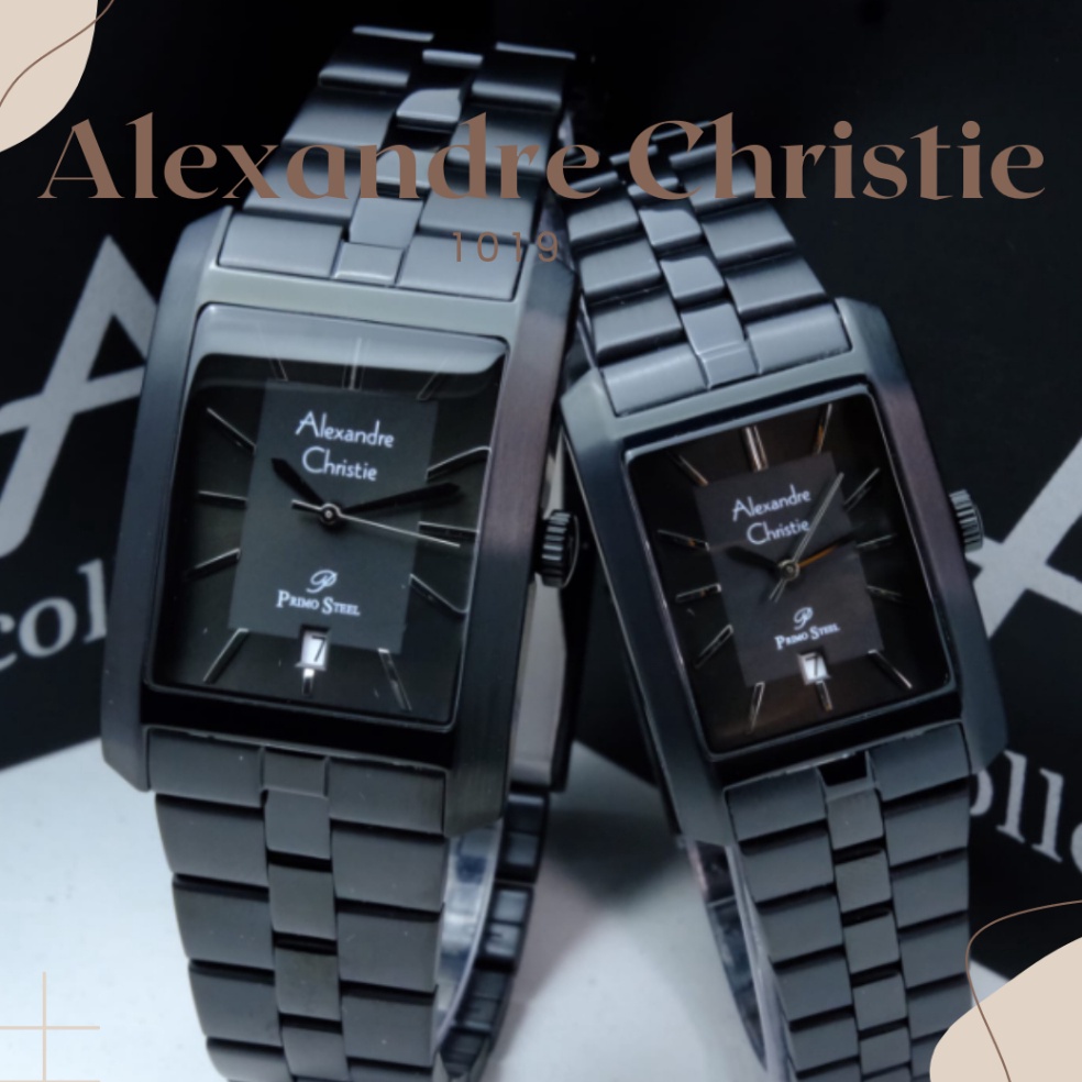 KODE V26E JAM ALEXANDER CHRISTIE PRIA COUPLE AC 119 ALEXANDRE CRISTY ORI KOTAK HITAM CRISTIE WANITA 