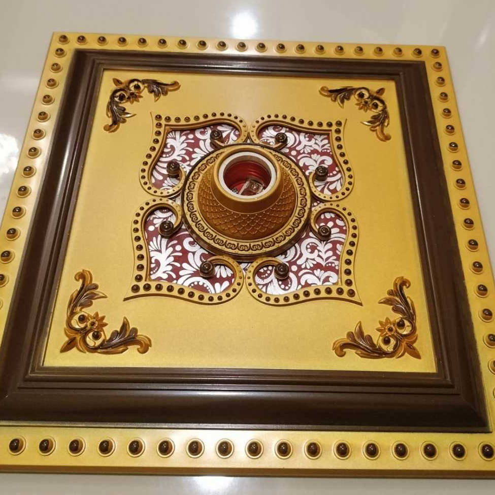 fitting hias plafon gypsum 30 cm ornamen plafon gypsum PVC/GRC dekorasi plafon/ fitting lampu plafon