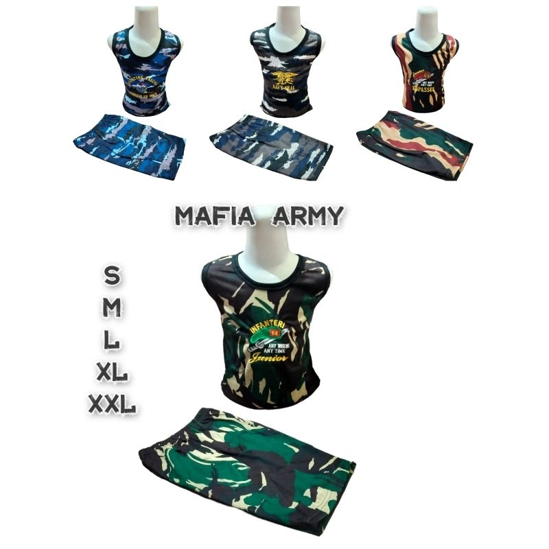 Setelan Kaos Anak Singlet Baju Tentara Anak Singlet LORENG Army Pakaian Tentara