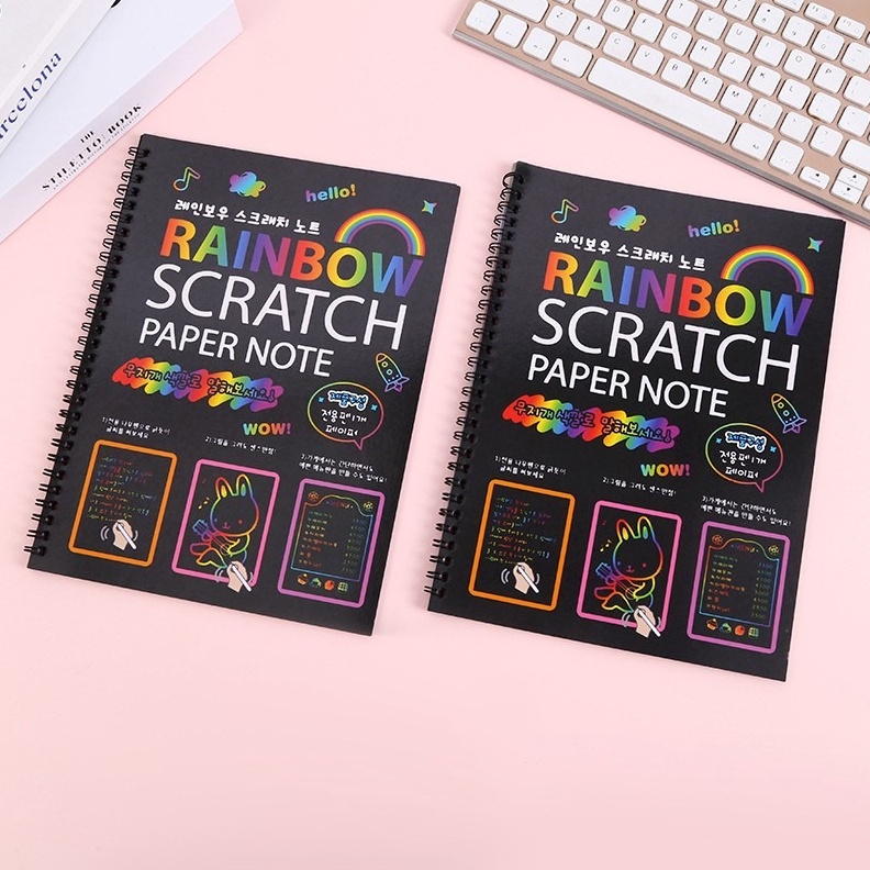 

DISKON Magic Color Rainbow Scratch Paper Note book 19X26cm