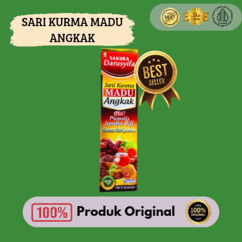 

Sari Kurma Madu Angkak" Sakura Darusyifa Plus Propolis Jambu Biji & Daun Ubi Jalar. Netto 470 g