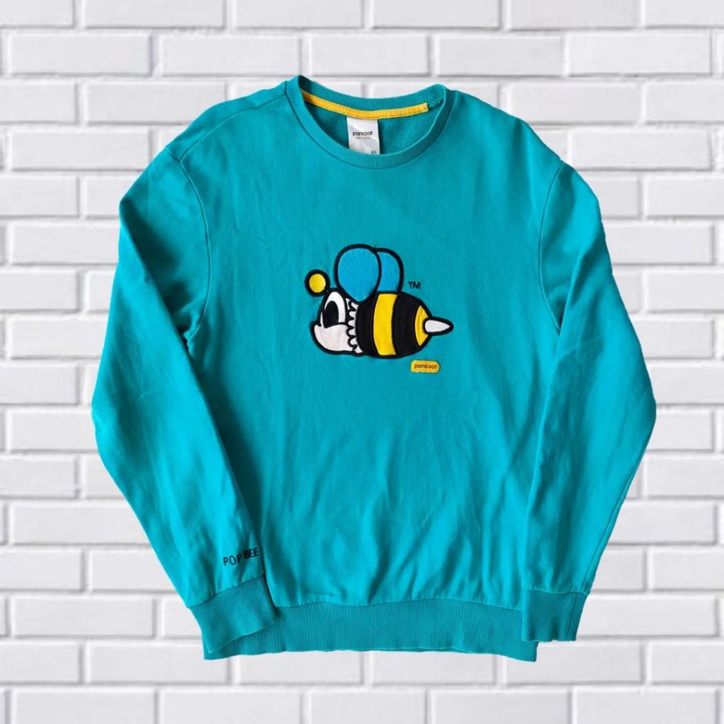 SWEATER CREWNECK PANCOAT HONEY BEE, SIZE XS-M (SECOND BRANDED) HIJAU TOSCA, CN0098