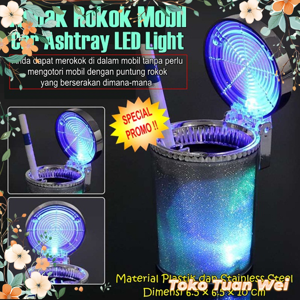 PROMO tempat abu rokok lampu led asbak rokok mobil car ashtray led asbak abu rokok mobil menyala saa