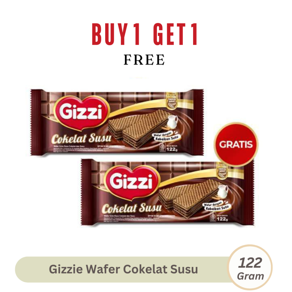 

GIZZI WAFER COKLAT 122GR BELI 1 GRATIS 1 SELAMA PERSEDIAAN MASIH ADA