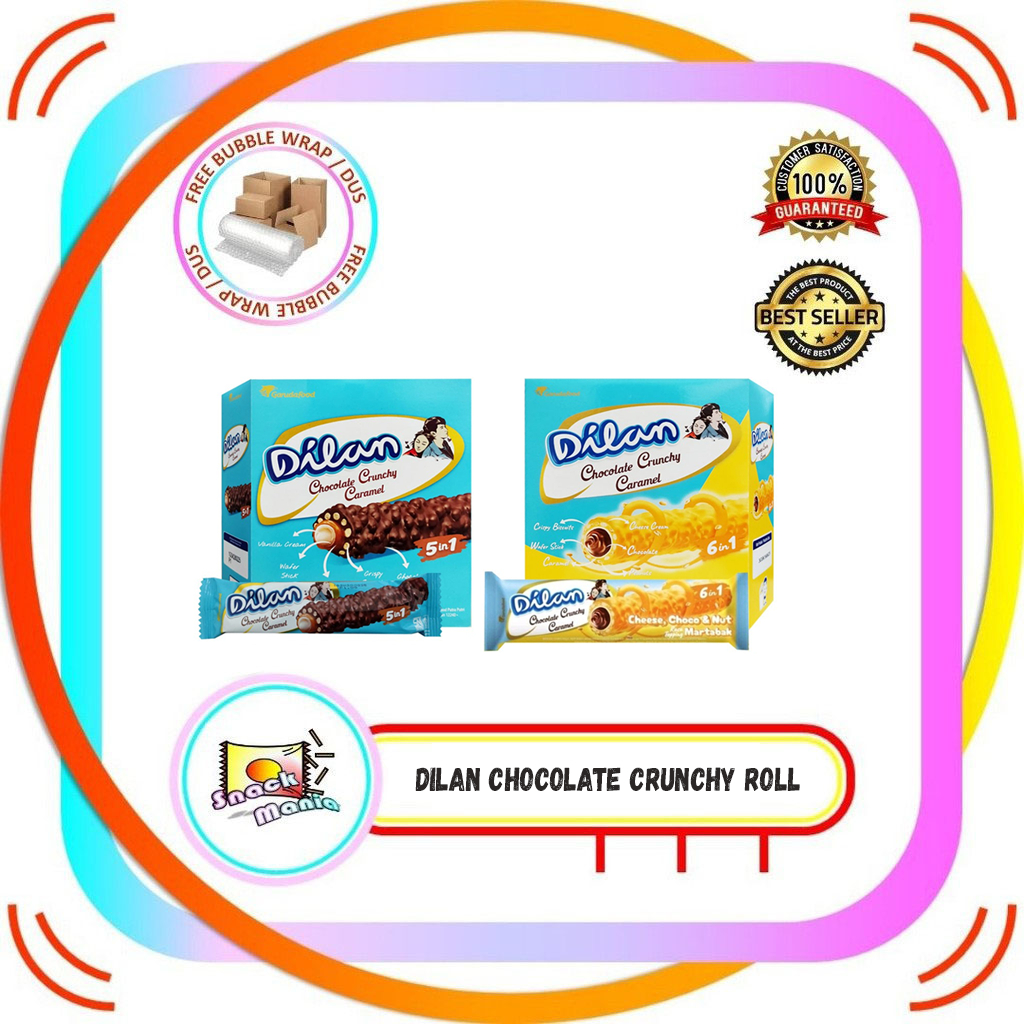 

Dilan Crunchy Choco | Cheese Nut Caramel 5in1 Wafer Roll 23 gr 12 pcs BOX Cokelat