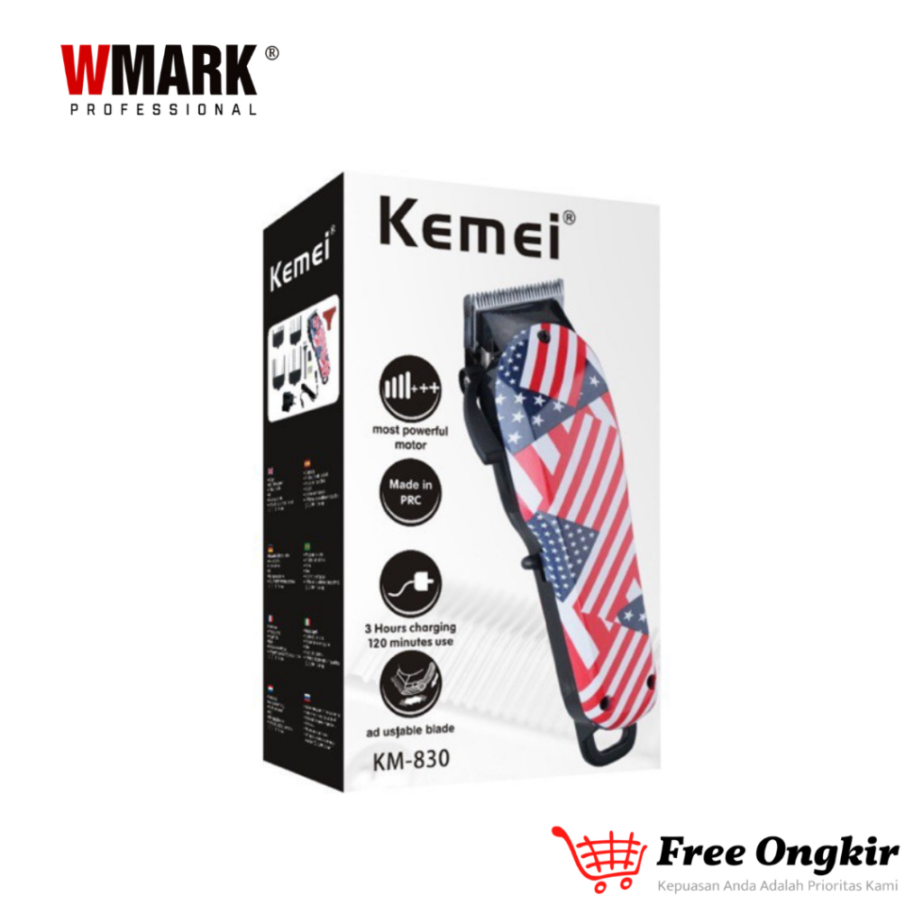 Kemei KM 830 Alat Cukur Rambut Hair Clipper Professional Elektrik Rechargeable Mesin Cukuran KM-830