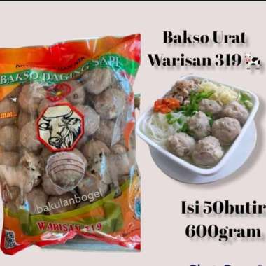 

Baso Warisan AB isi 50 & Urat | Bakso Warisan 319 Daging Sapi isi 50pcs 600gr