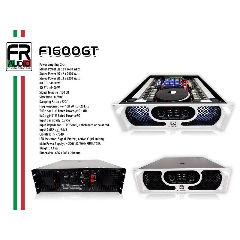 Power Amplifier 2 channel FRaudioo F1600GT / Power FR Audio F1600 GT Power 2 channel