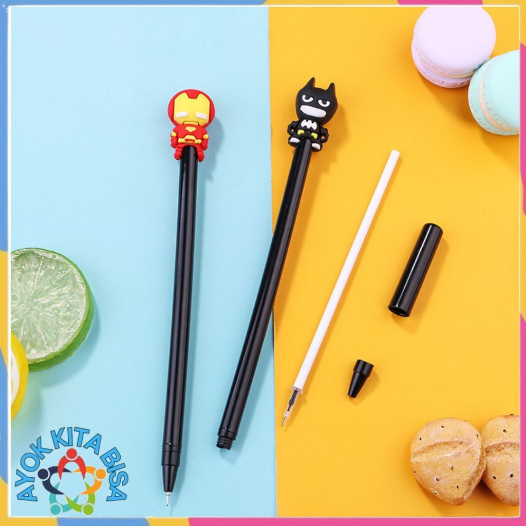 

AKB Pena Karakter SuperHero Gel Pulpen Karakter Pen Tinta Gel Lucu Alat Tulis Karakter Superhero 3D Murah