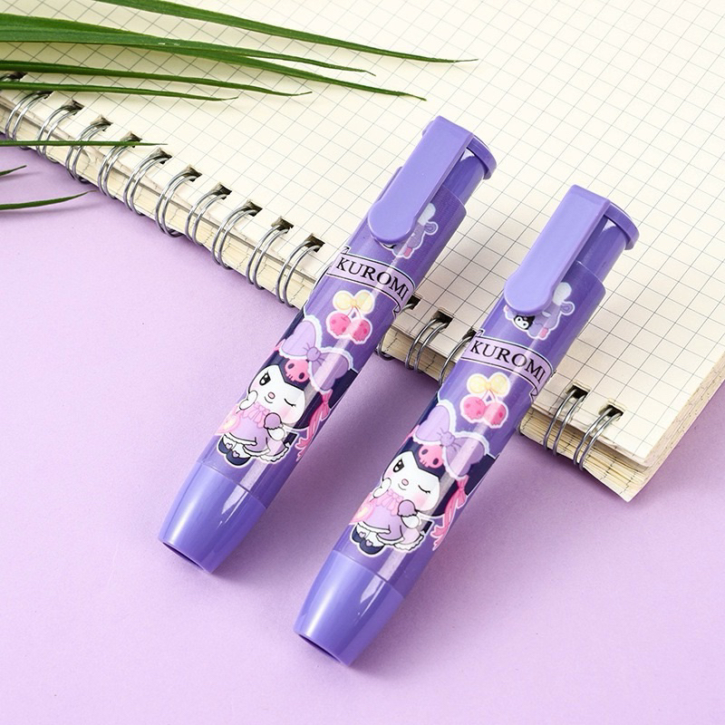 

Penghapus mekanik karakter sanrio kuromi ungu / eraser hapusan pensil karet press mechanical sliding push lucu kartun cartoon alat tulis sekolah stationery stationary cetek pencil lipstick bolpen pulpen bolpoin penggaris ruler murah pulpen buku note notes