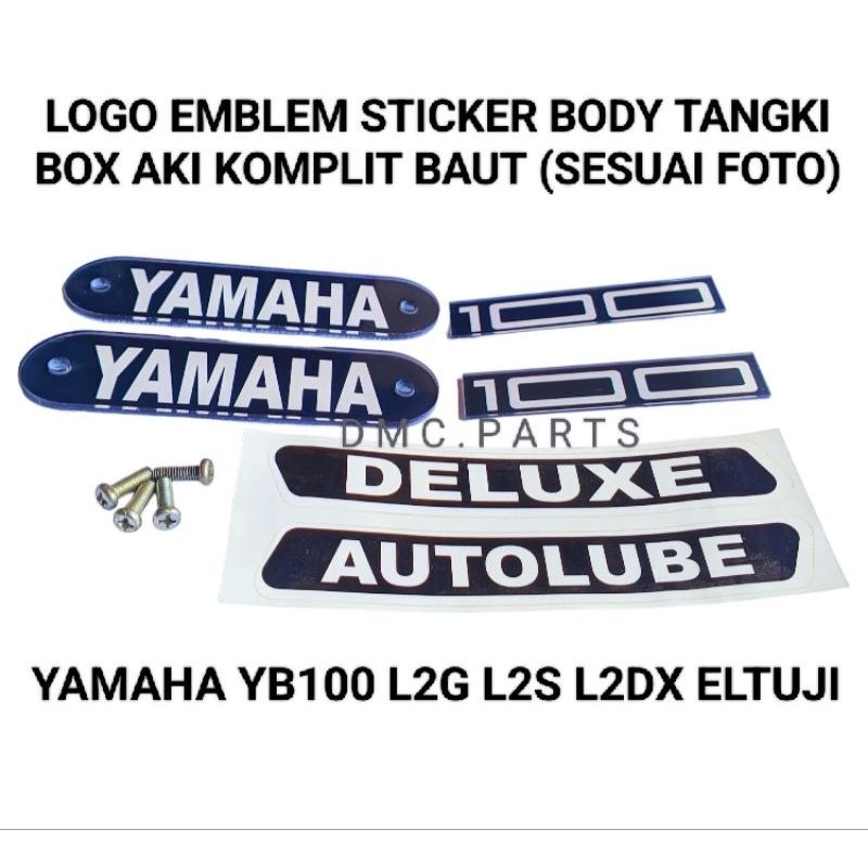 LOGO EMBLEM STICKER BODY TANGKI BOX ACCU (SESUAI FOTO) YAMAHA YB100 L2G L2S L2DX ELTUJI YL2 // STIKE