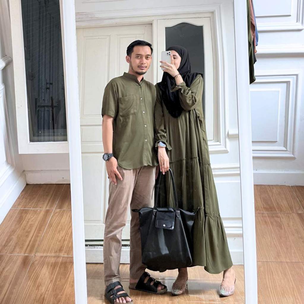 Koko Bassic Couple Barbara Dress Halwa Dres Lengan Pendek Shanghai Kemeja Katun Rayon Polos Lengan P