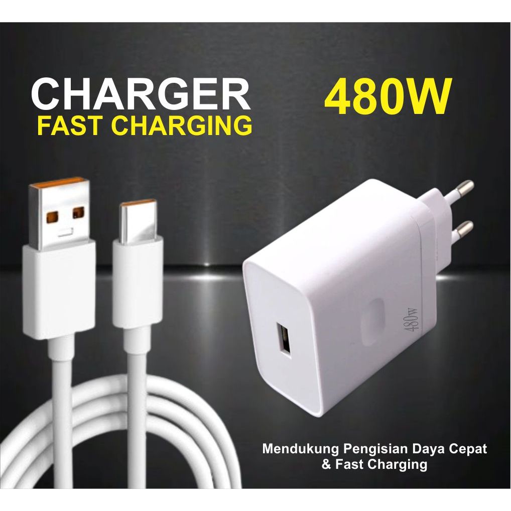 Charger 480W Batok Reno 8 USB Micro & Type C Fast Charging Adapter High Quality