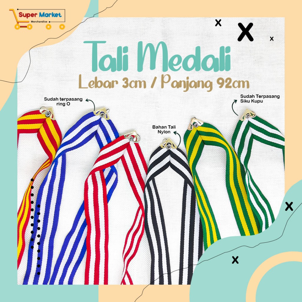 

NEW! TALI MEDALI 3CM TANPA MINIMAL ORDER SUDAH TERPASANG SIKU + MATA AYAM + RING / TALI MEDALI SIAP PAKAI PANJANG 92CM