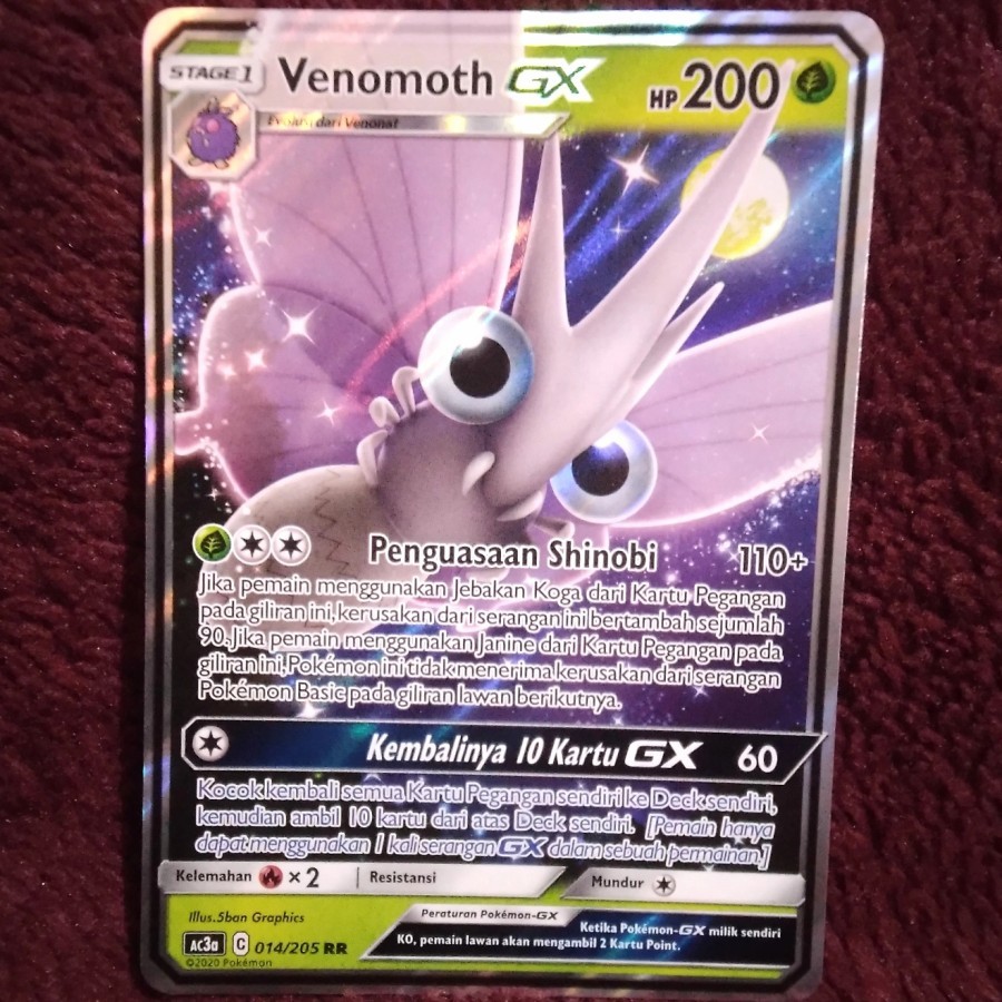 Venomoth GX RR ac3a - Pokemon TCG Indonesia foil holo
