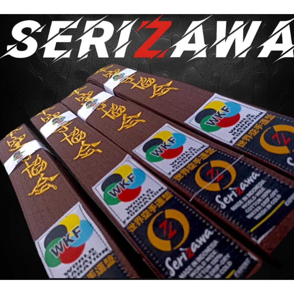 KODE H6F2 Sabuk Karate Dewasa Coklat WKF Bordir Tebal