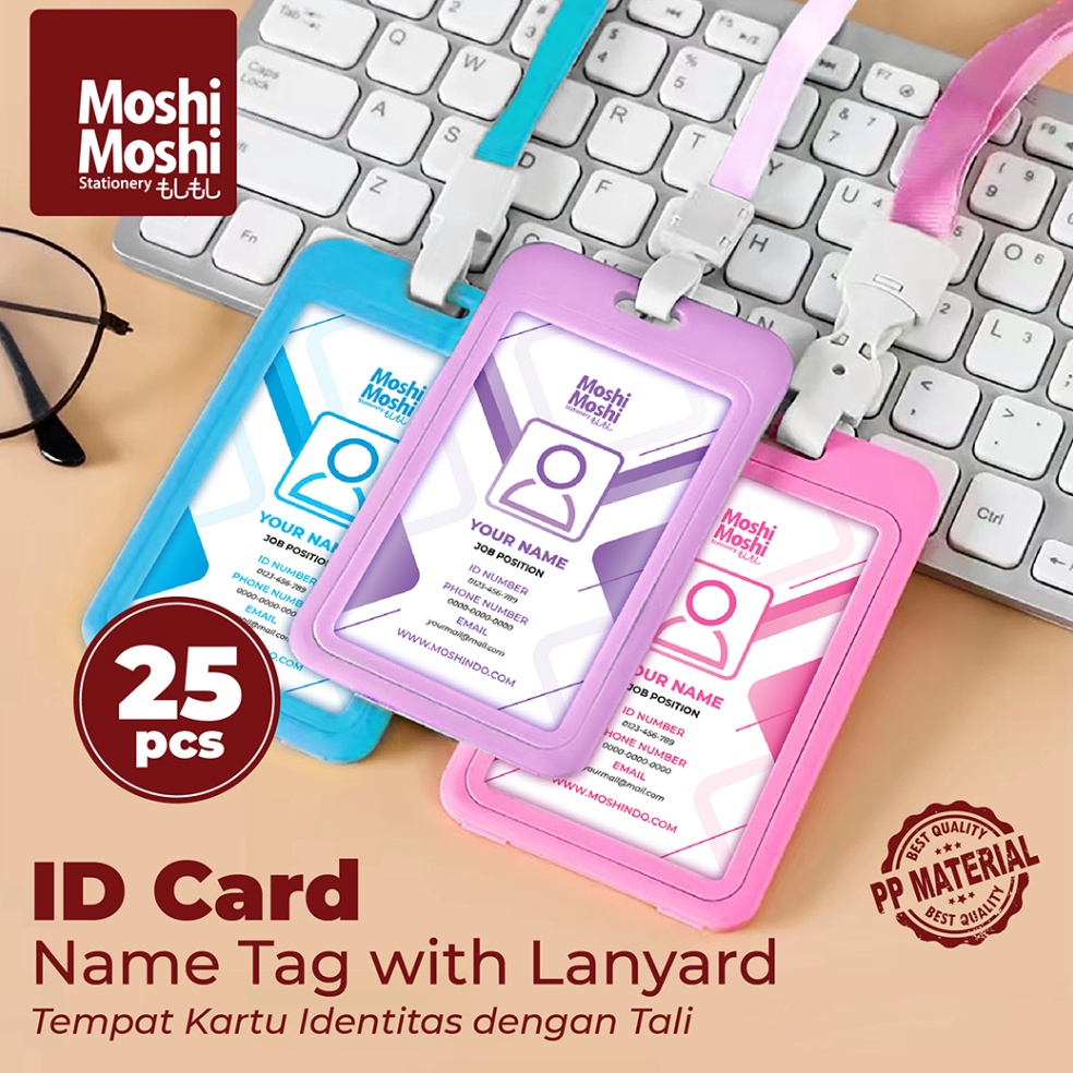 

KODE K8C8 25 PCS ID Card Moshi Name Tag Holder Tempat Kartu Identitas Akses Tali Lanyard