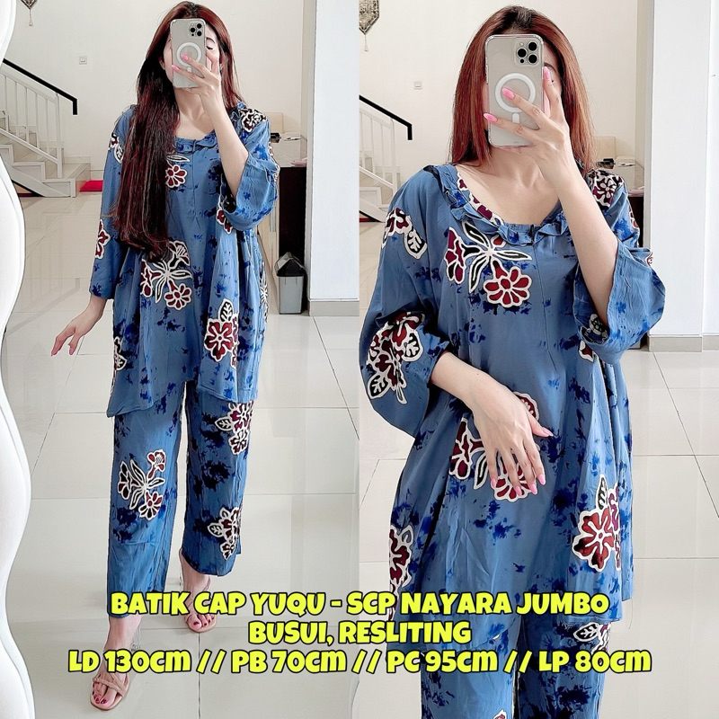 NJMB010 l SETELAN CELANA PANJANG SANTUNG BATIK CAP PREMIUM BAHAN SUPER TEBAL