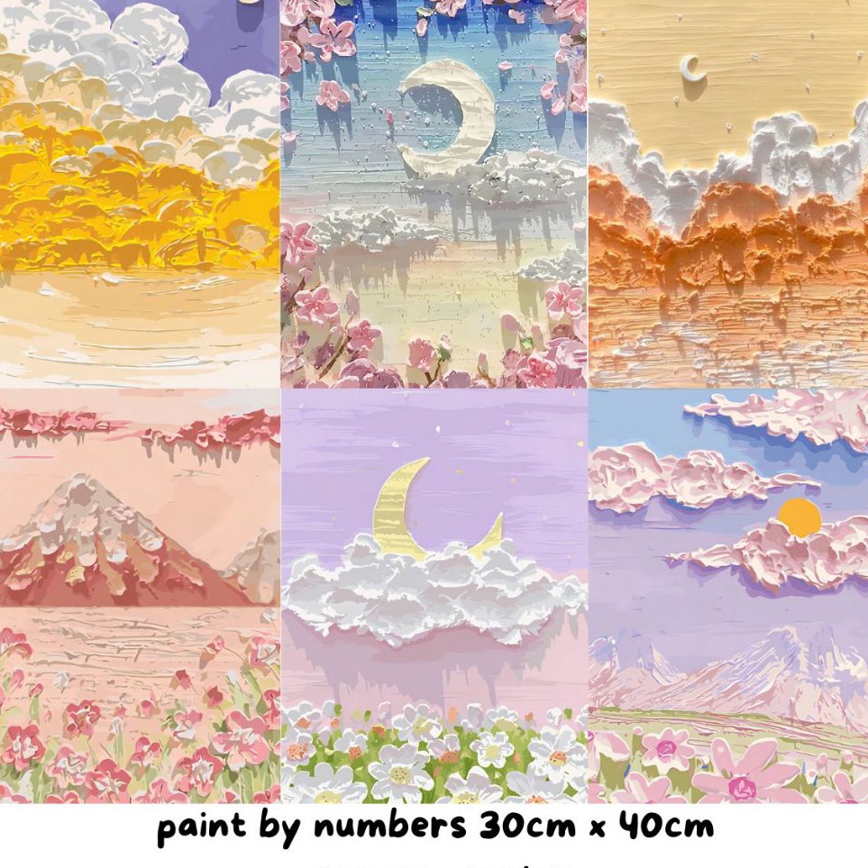 

KODE S5H6 PaPaPa COD Paint by number 3 x 4cm Canvas Paint By Number Kit Digital Oil Painting DIY Painting kit Lukisan Scenery Series